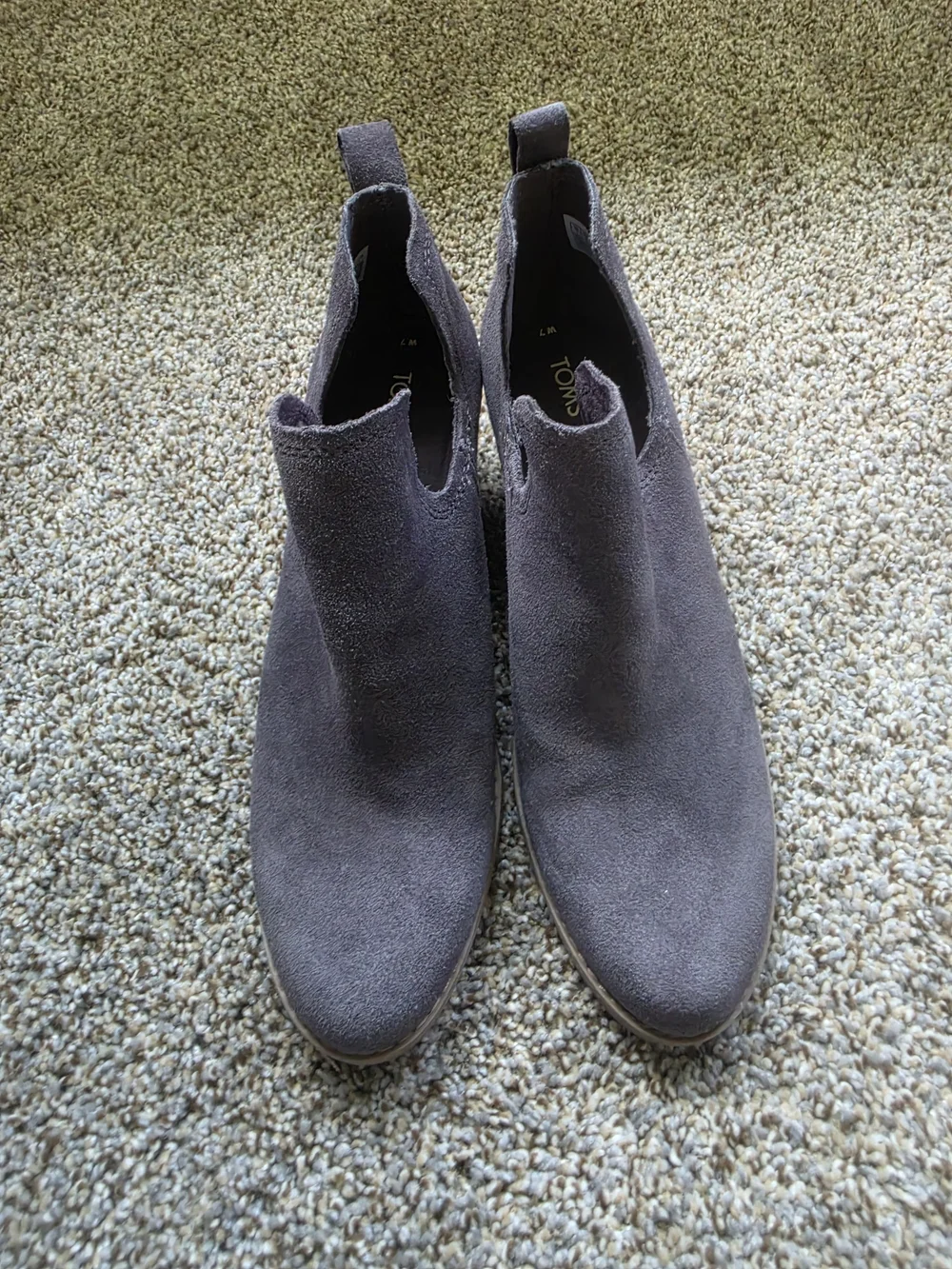 Toms Charcoal Suede Wedge Booties